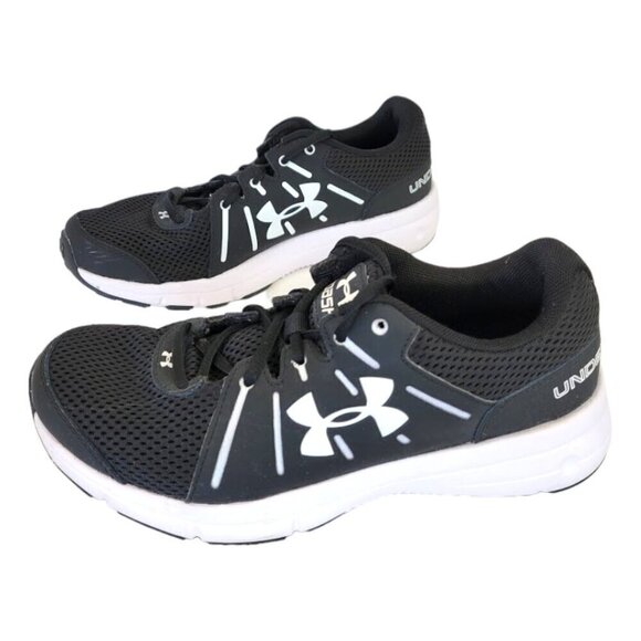 Under Armour Dash Rn 2  Black Mesh Upper Lace Up Athletic Shoes Size 6.5 NWOT - Picture 1 of 9